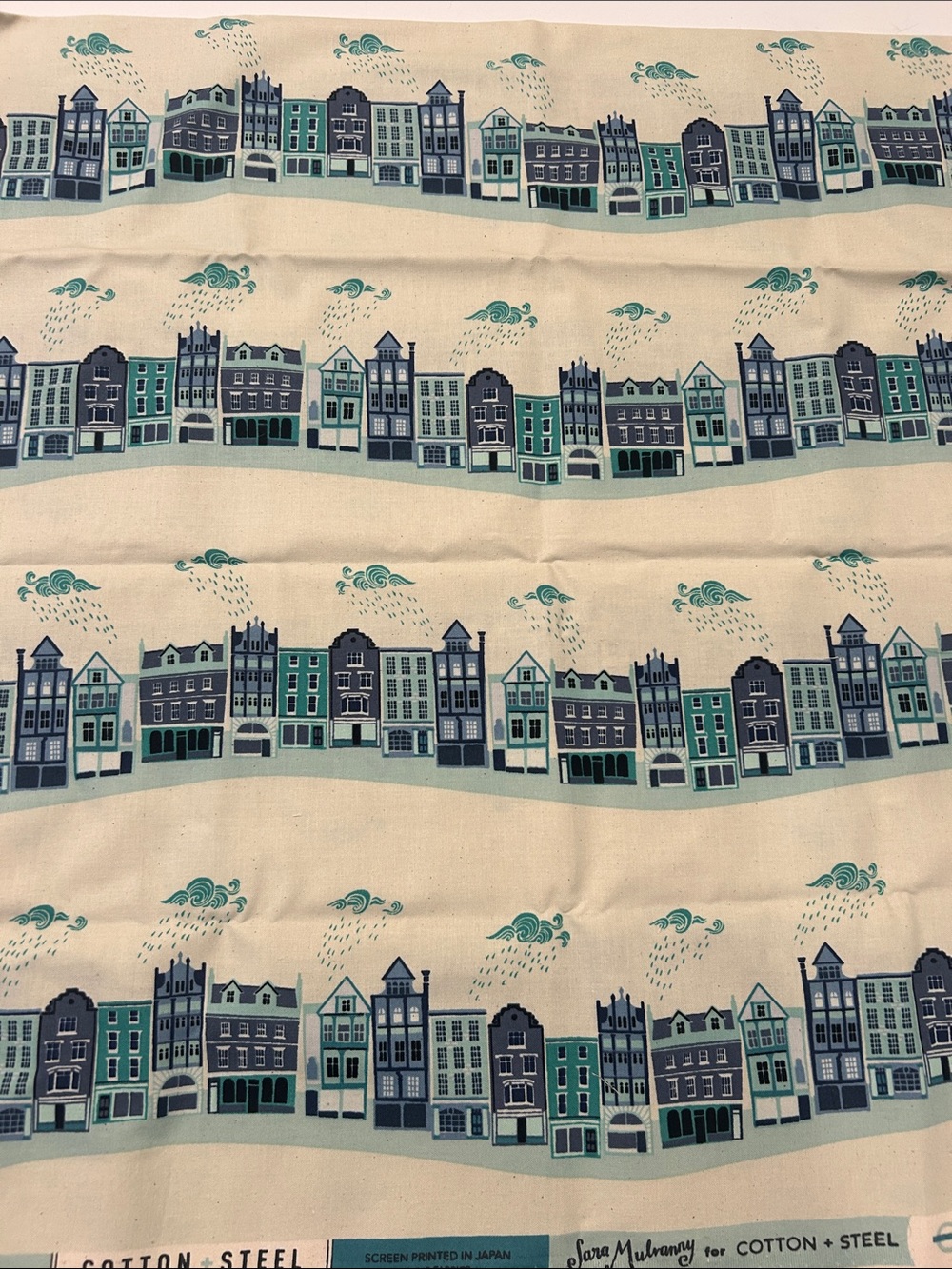 Sara Mulvanny for Cotton + Steel King's Road Cotton Fabric - Teal & Navy